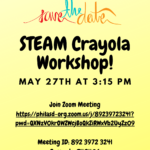 STEAM Crayola Workshop!  May 27, 2021 at 3:15PM